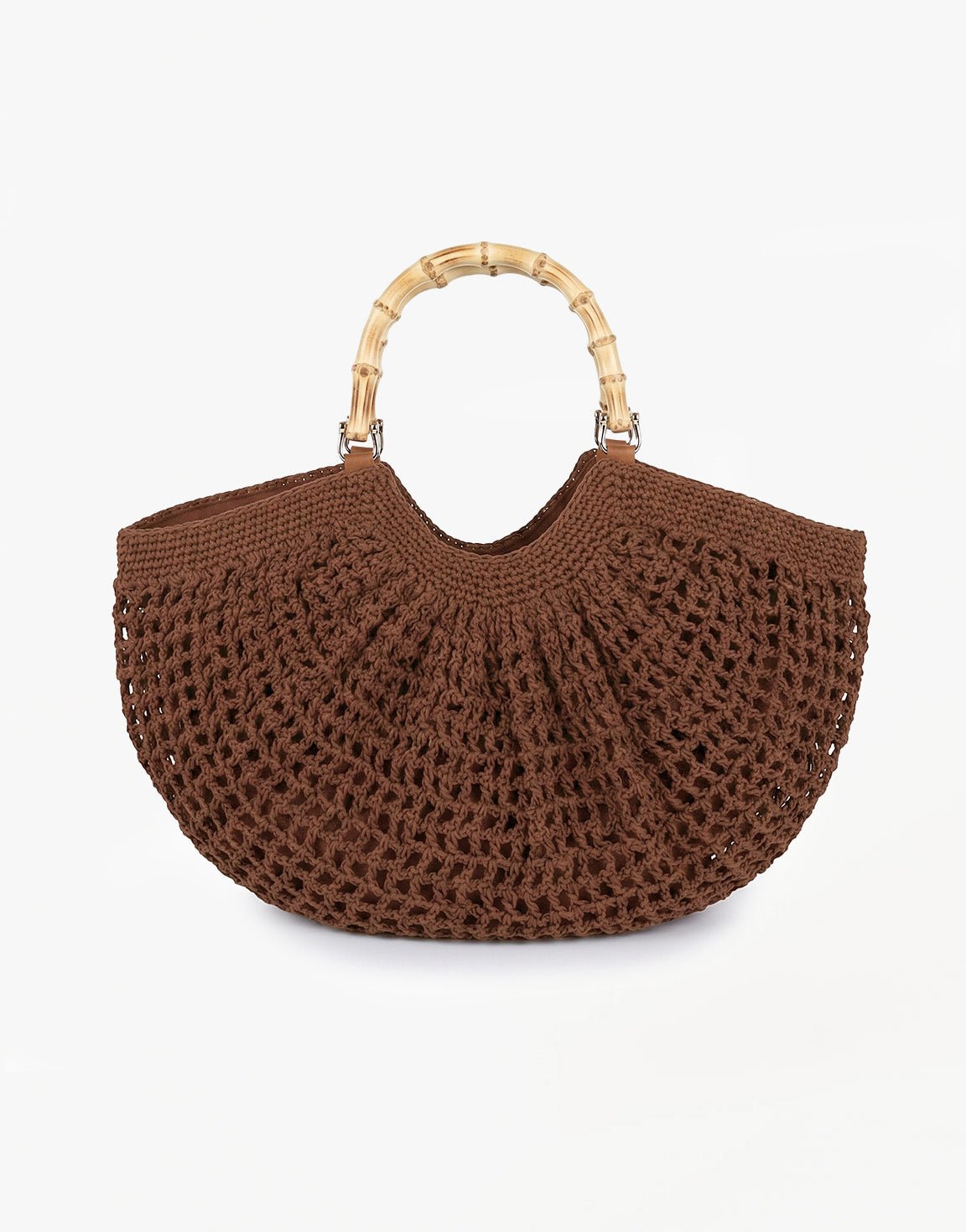 Donkerbruine Gewoven Half Ronde - Tas - Olivia & Kate