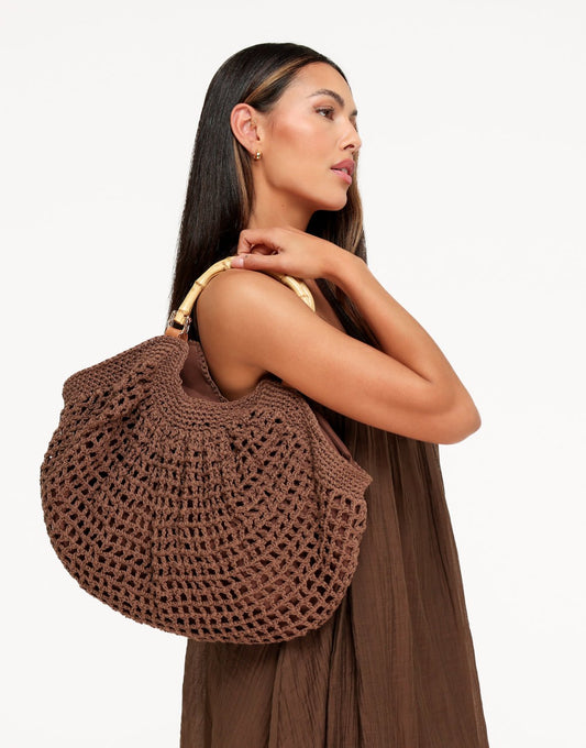 Donkerbruine Gewoven Half Ronde - Tas - Olivia & Kate