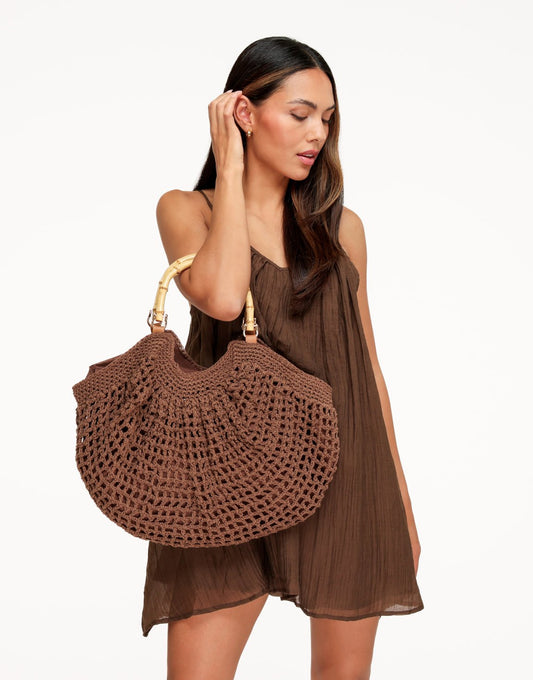 Donkerbruine Gewoven Half Ronde - Tas - Olivia & Kate