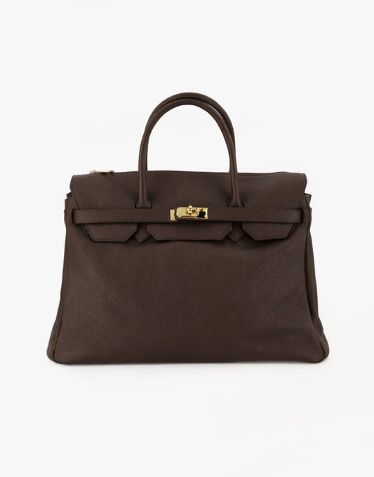 Donkerbruine Grote Gouden Details - Tas - Olivia & Kate