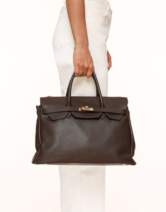 Donkerbruine Grote Gouden Details - Tas - Olivia & Kate