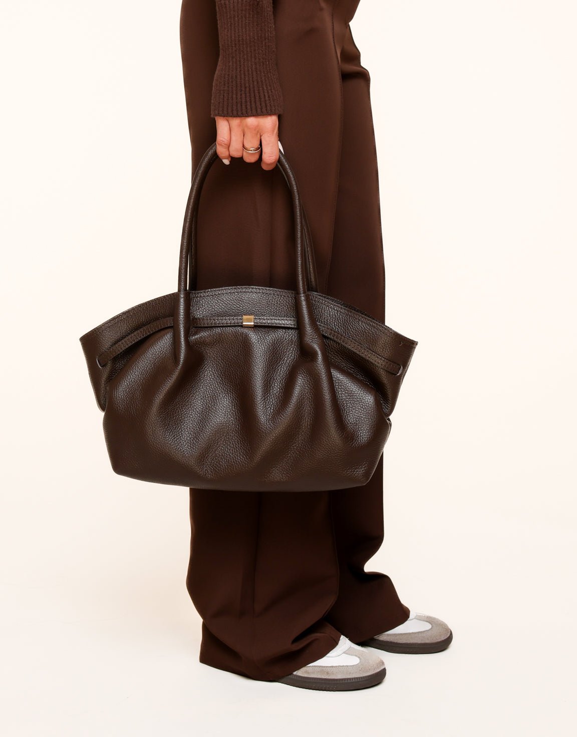 Donkerbruine Grote Leren Shopper - Tas - Olivia & Kate