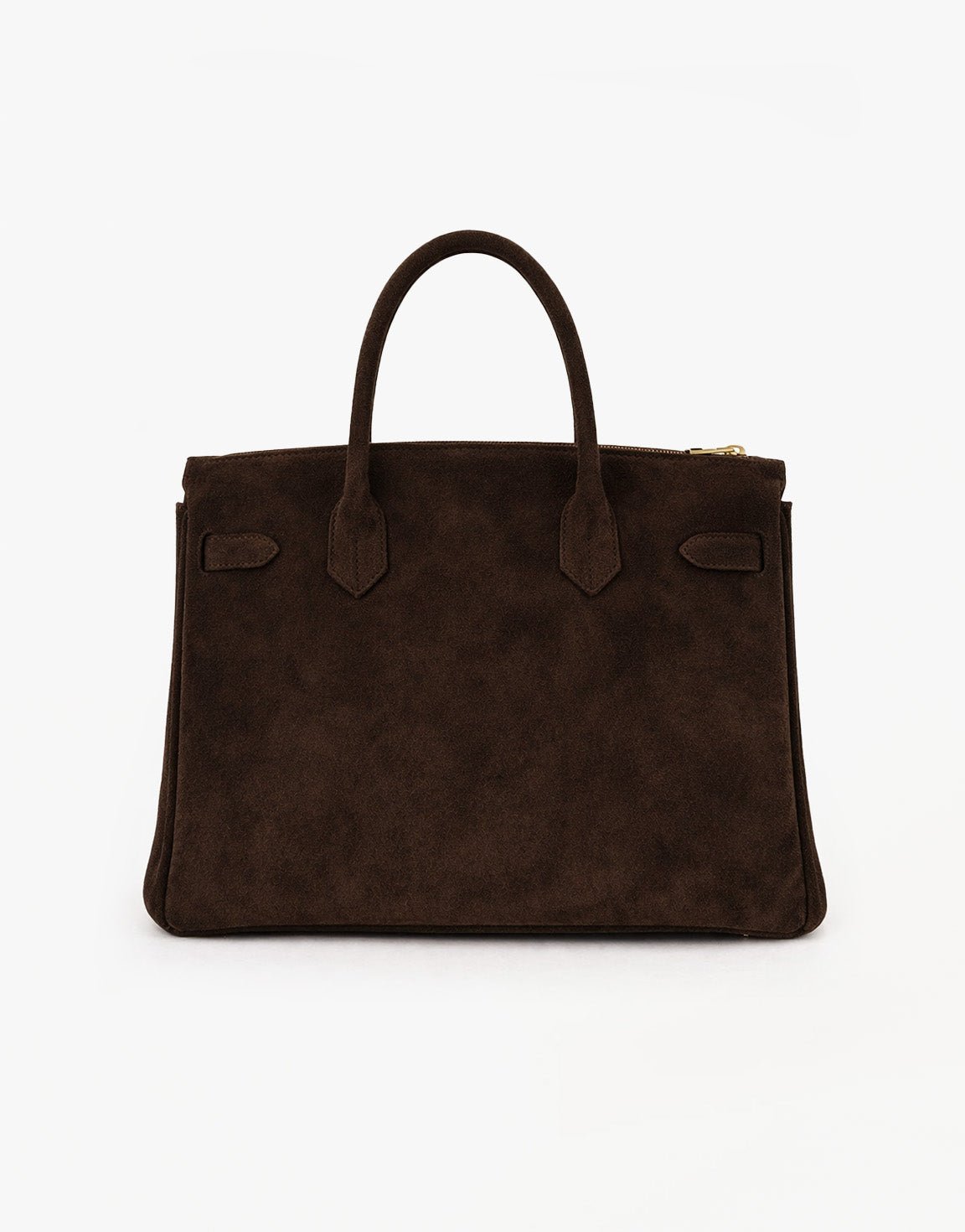 Donkerbruine Grote Suede Gouden Detail - Tas - Olivia & Kate