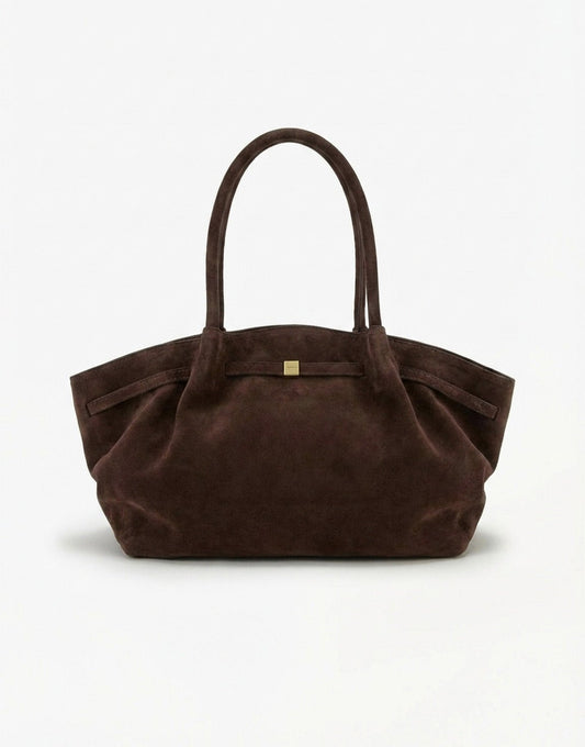 Donkerbruine Grote Suede Shopper - Tas - Olivia & Kate