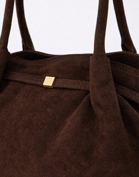 Donkerbruine Grote Suede Shopper - Tas - Olivia & Kate