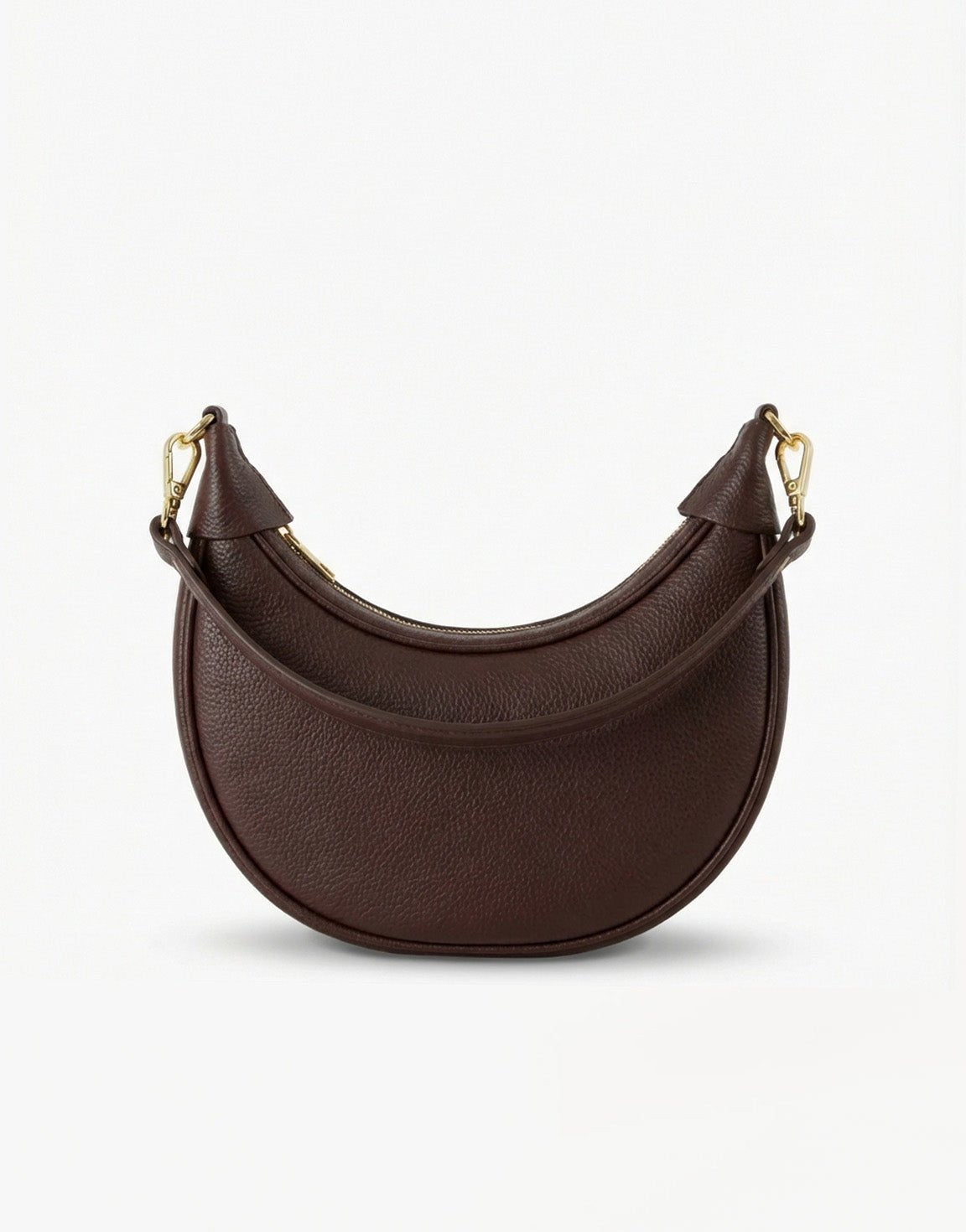 Donkerbruine Half Ronde Leren - Tas - Olivia & Kate