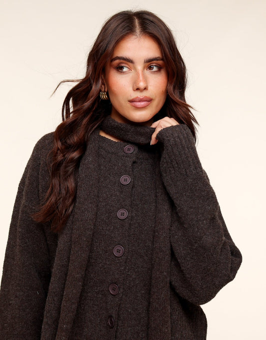 Donkerbruine Kleine Gebreide - Sjaal - Olivia & Kate