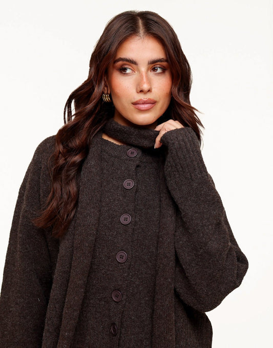 Donkerbruine Kleine Gebreide - Sjaal - Olivia & Kate