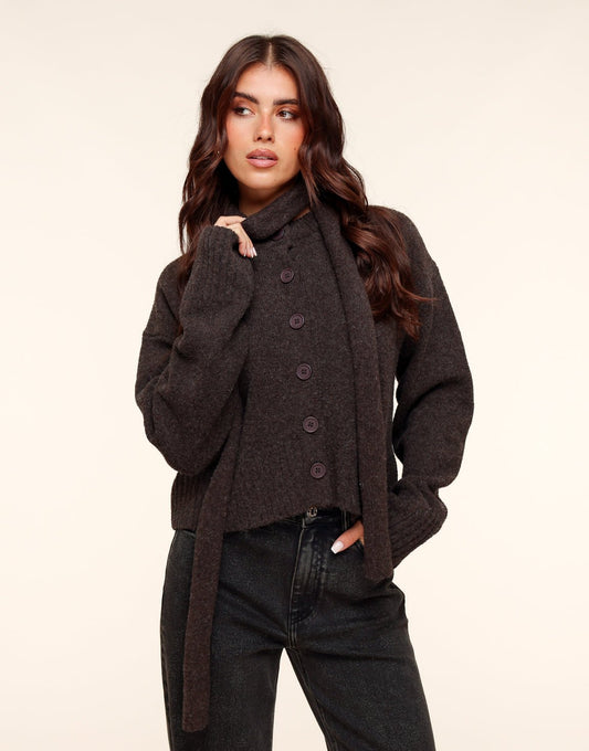 Donkerbruine Kleine Gebreide - Sjaal - Olivia & Kate