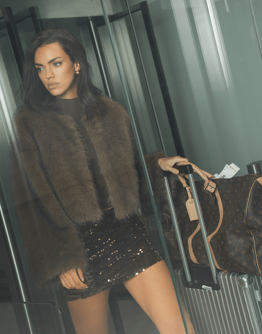 Donkerbruine Kleine Pailletten Lage Heup - Skort - Olivia & Kate