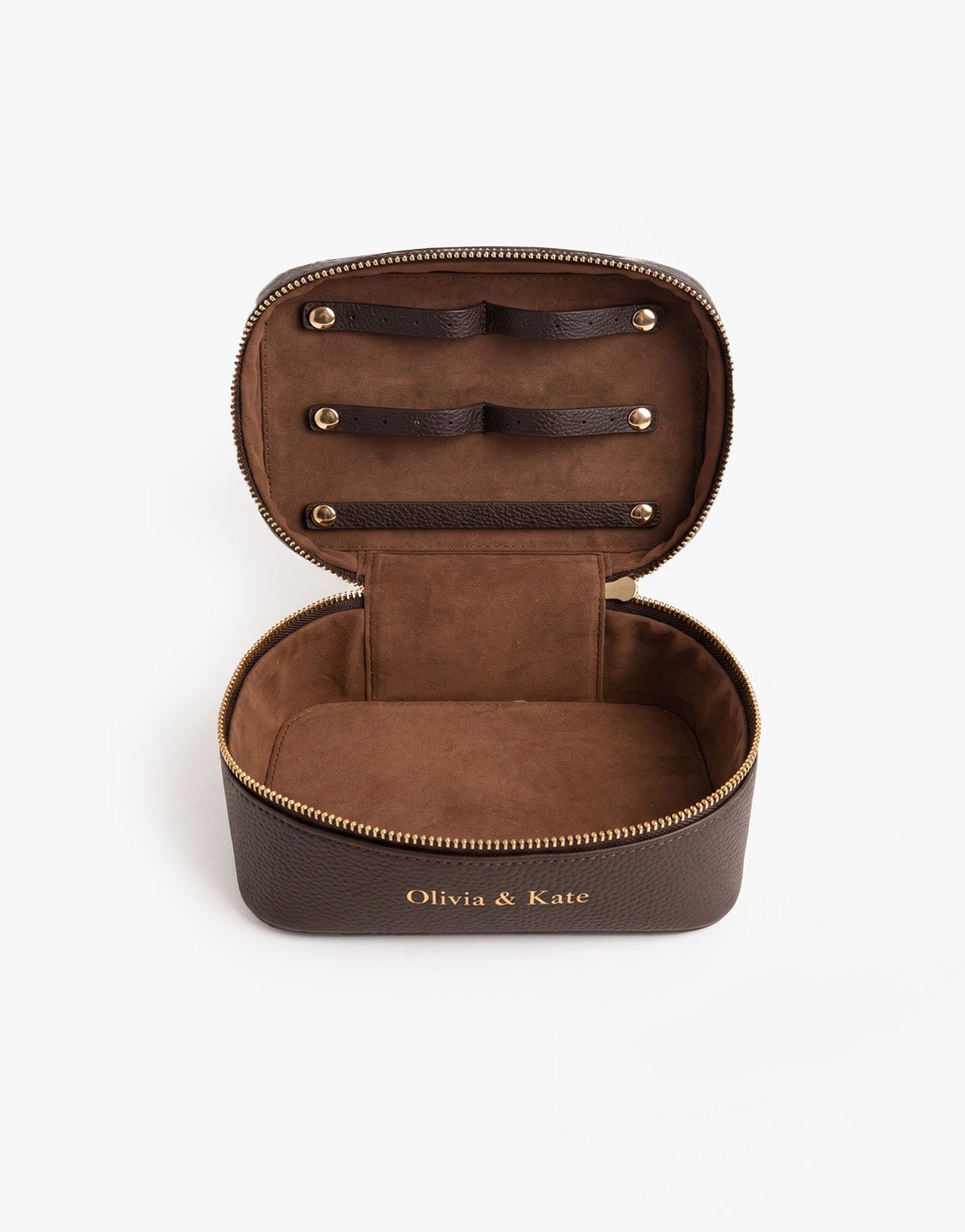 Donkerbruine Kleine Sieraden - Toilet Tas - Olivia & Kate