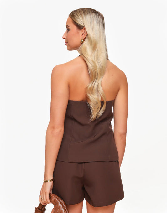 Donkerbruine Lage Halter - Gilet - Olivia & Kate
