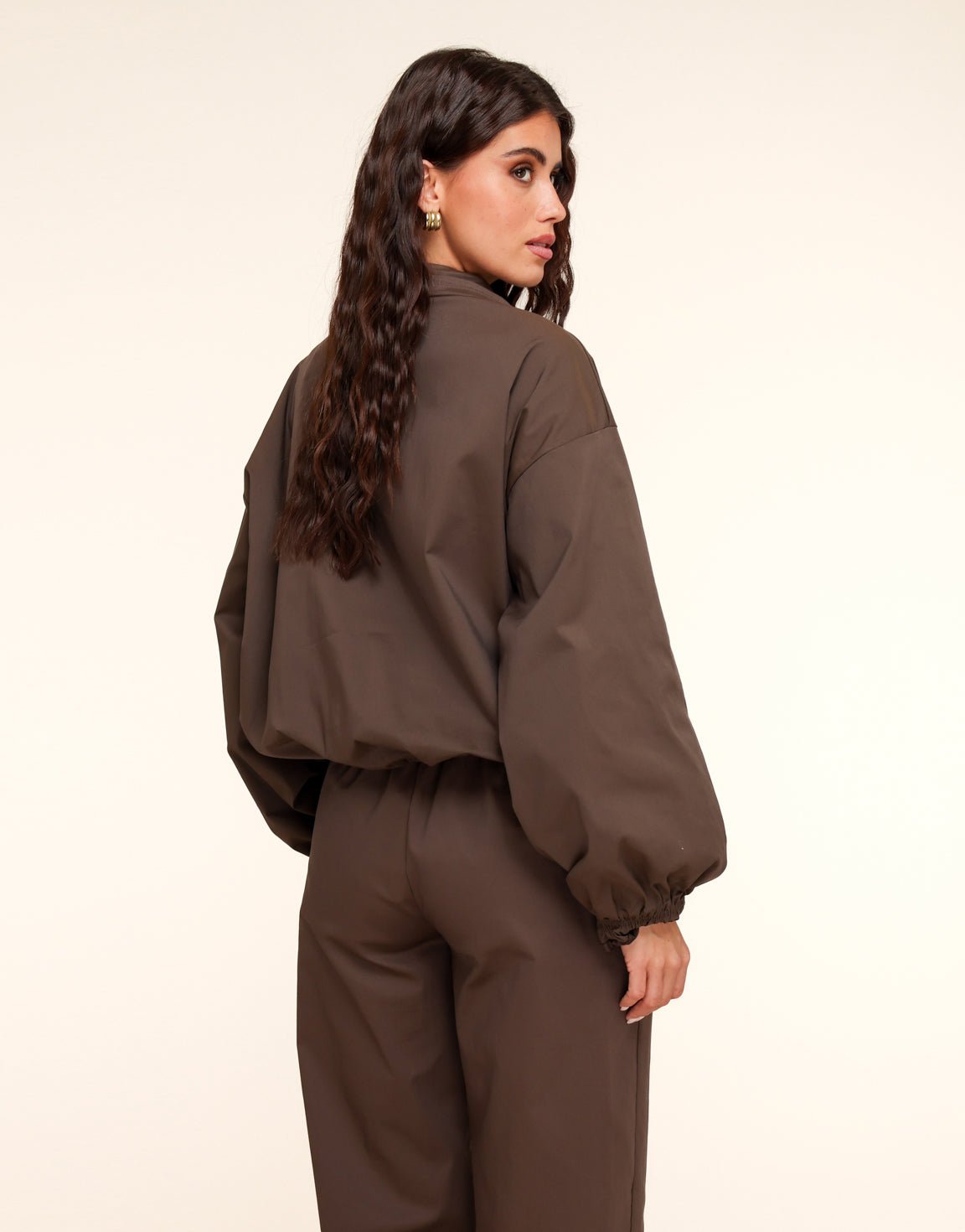 Donkerbruine Lange Wijde Bomber - Set - Olivia & Kate