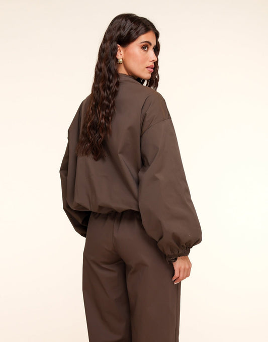 Donkerbruine Lange Wijde Bomber - Set - Olivia & Kate