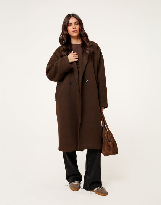 Donkerbruine Lange Zachte - Jas - Olivia & Kate