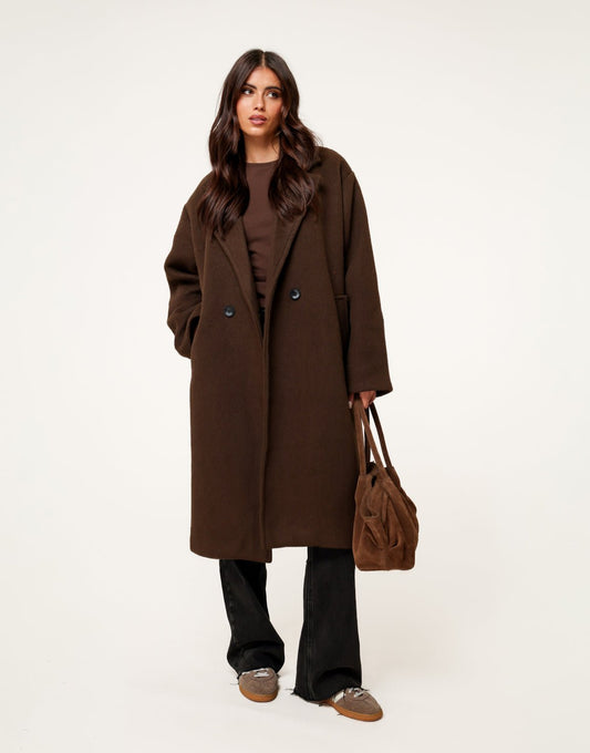 Donkerbruine Lange Zachte - Jas - Olivia & Kate