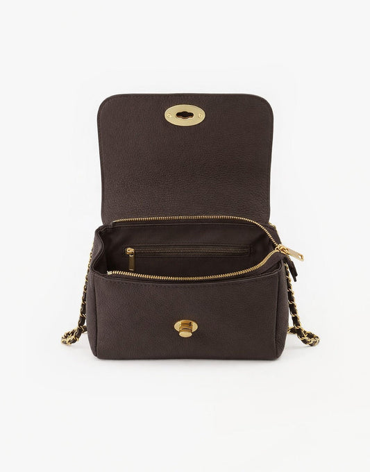 Donkerbruine Leren Crossbody - Tas - Olivia & Kate