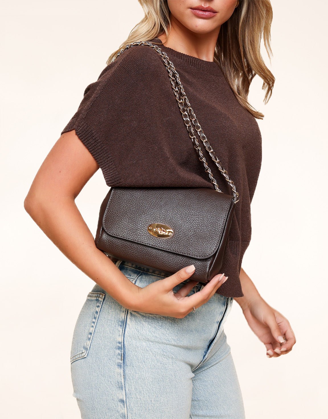 Donkerbruine Leren Crossbody - Tas - Olivia & Kate
