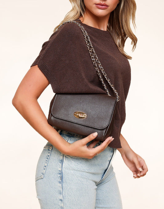 Donkerbruine Leren Crossbody - Tas - Olivia & Kate