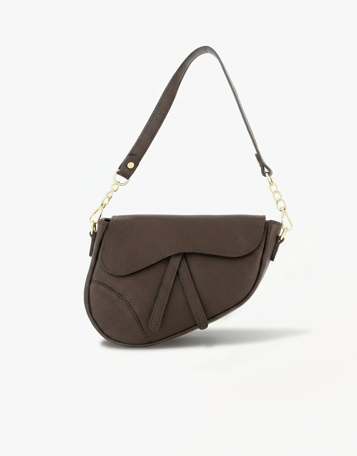 Donkerbruine Leren Saddle - Tas - Olivia & Kate