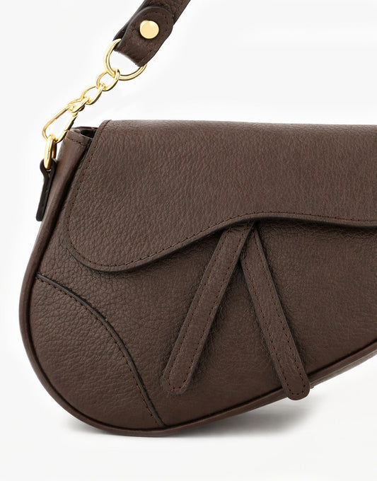 Donkerbruine Leren Saddle - Tas - Olivia & Kate