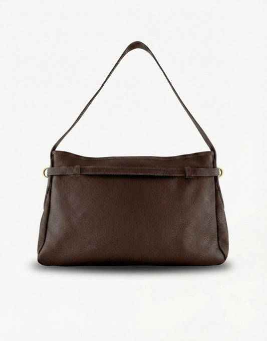 Donkerbruine Leren Vierkante - Tas - Olivia & Kate