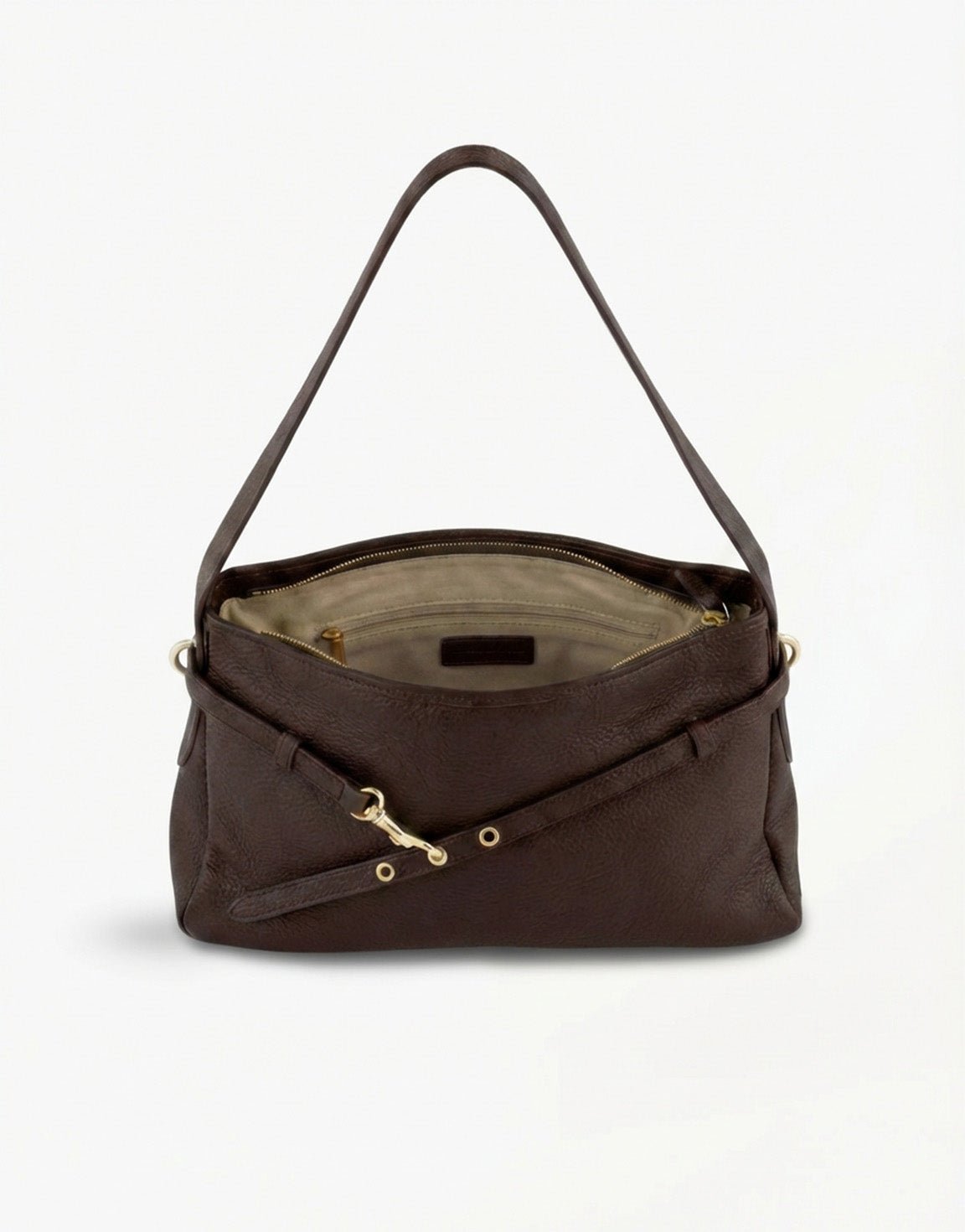 Donkerbruine Leren Vierkante - Tas - Olivia & Kate