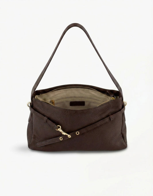 Donkerbruine Leren Vierkante - Tas - Olivia & Kate