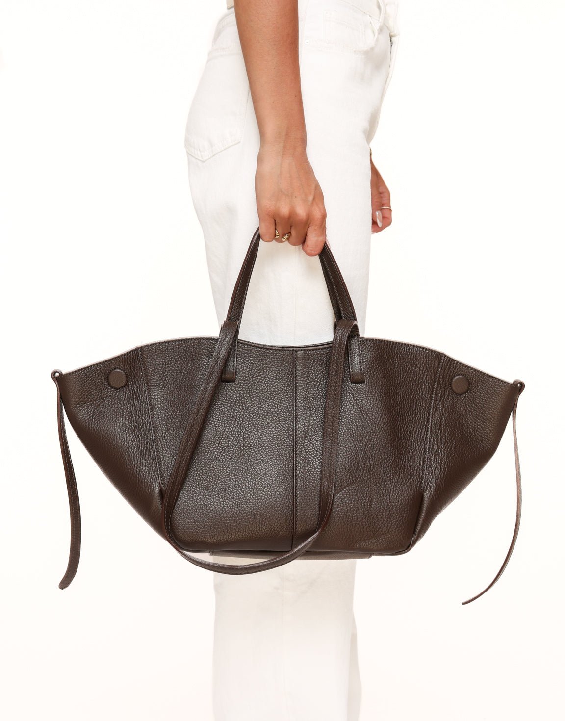 Donkerbruine Leren Wijde - Tas - Olivia & Kate