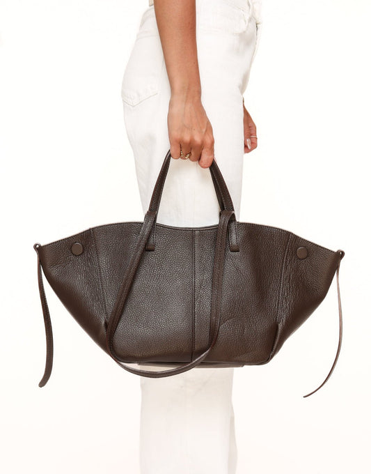 Donkerbruine Leren Wijde - Tas - Olivia & Kate