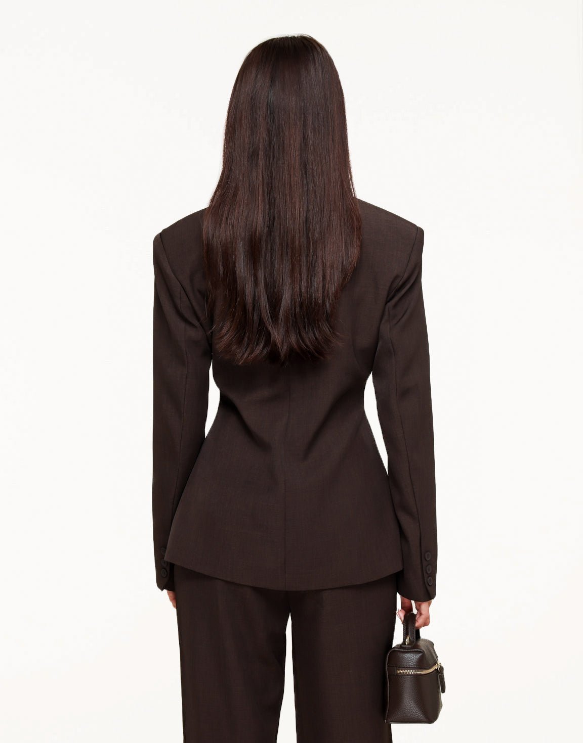 Donkerbruine Luxe Getailleerde - Blazer - Olivia & Kate