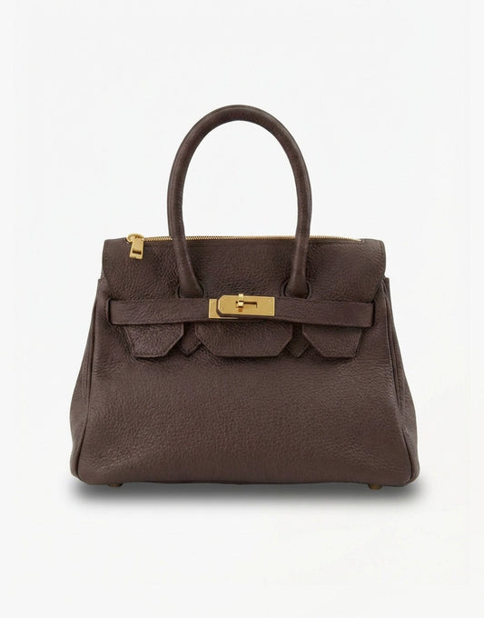 Donkerbruine Middel Gouden Details - Tas - Olivia & Kate