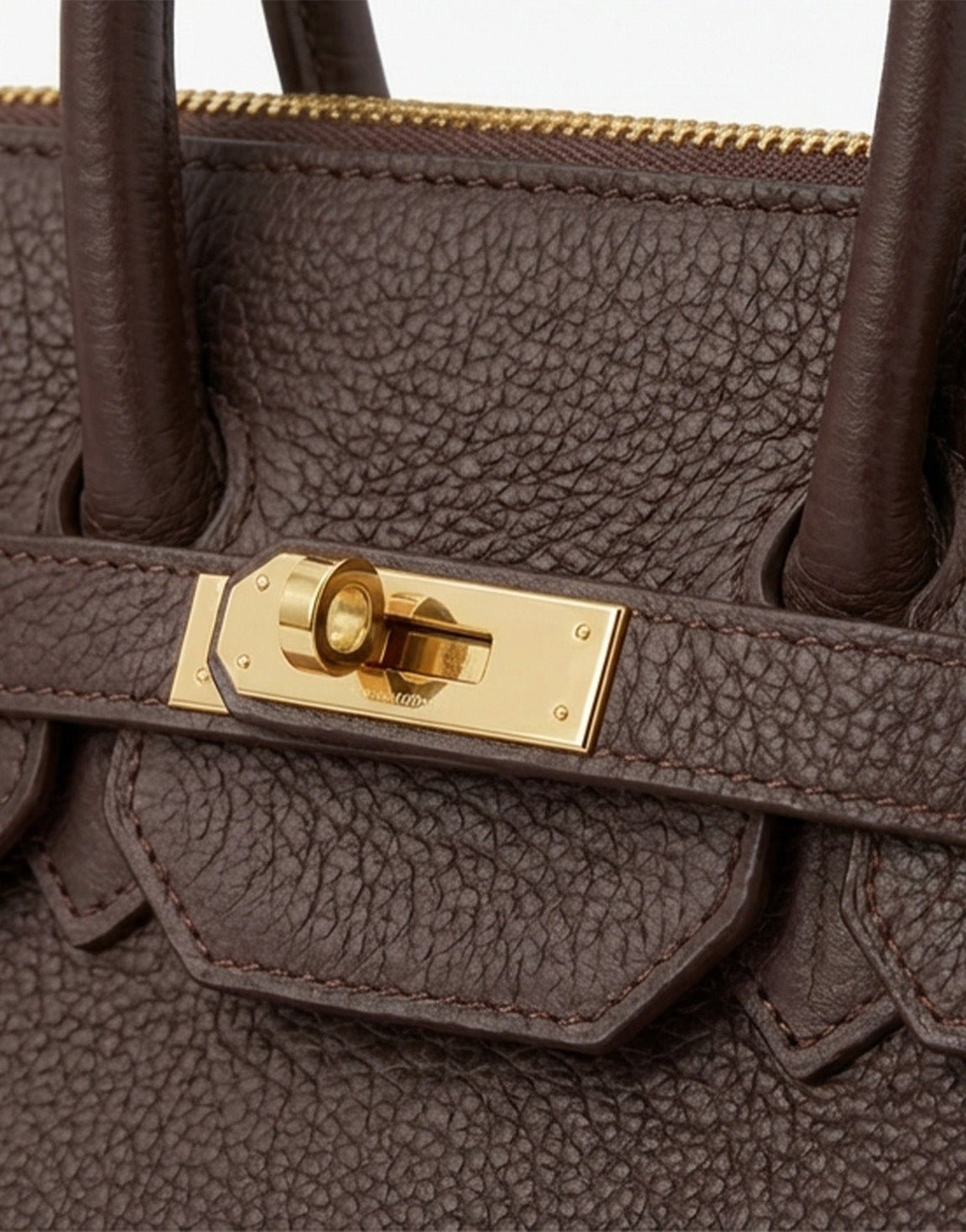 Dark Brown Medium Gold Details - Bag - Olivia & Kate