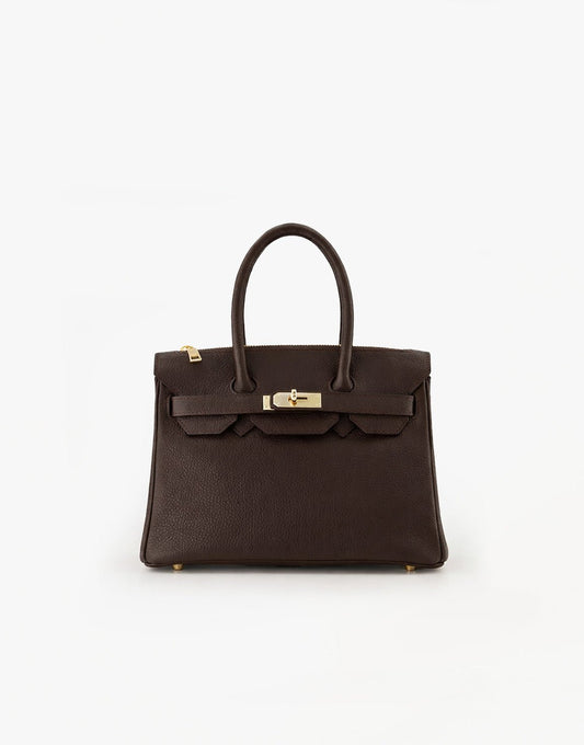 Donkerbruine Middel Gouden Details - Tas - Olivia & Kate