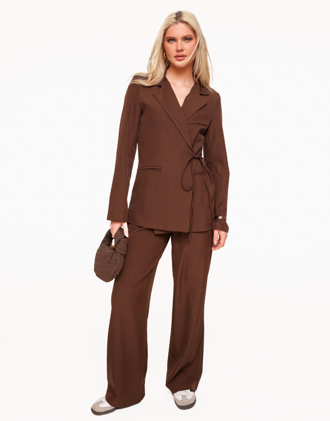 Donkerbruine Moderne Elastiek Band - Pantalon - Olivia & Kate