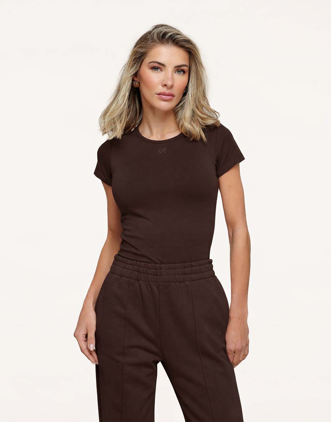 Donkerbruine O&K Basic SS - Top - Olivia & Kate