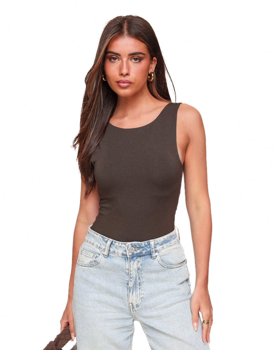 Donkerbruine Omkeerbare Mouwloze Basic - Top - Olivia & Kate