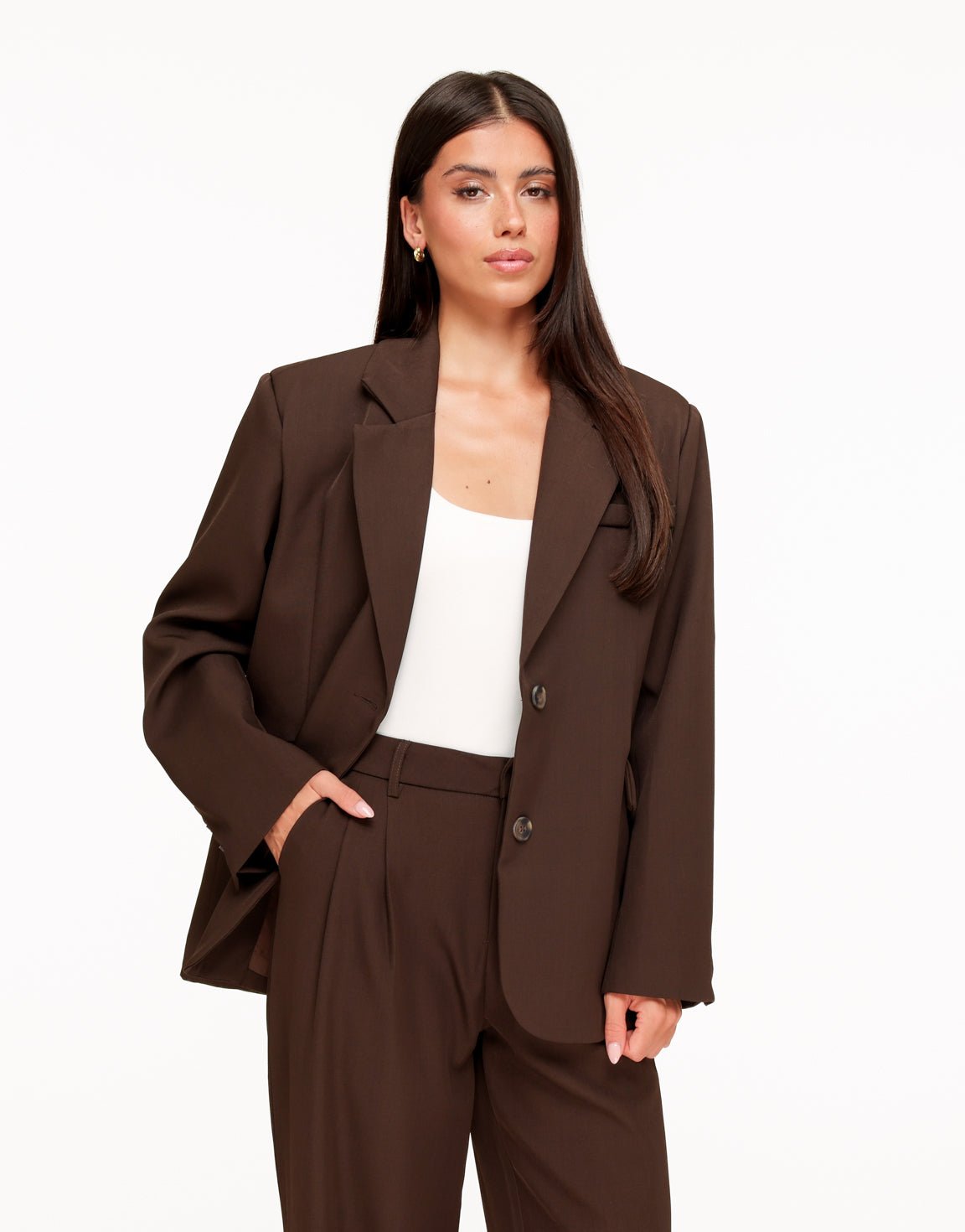 Donkerbruine Oversized Pasvorm - Blazer - Olivia & Kate