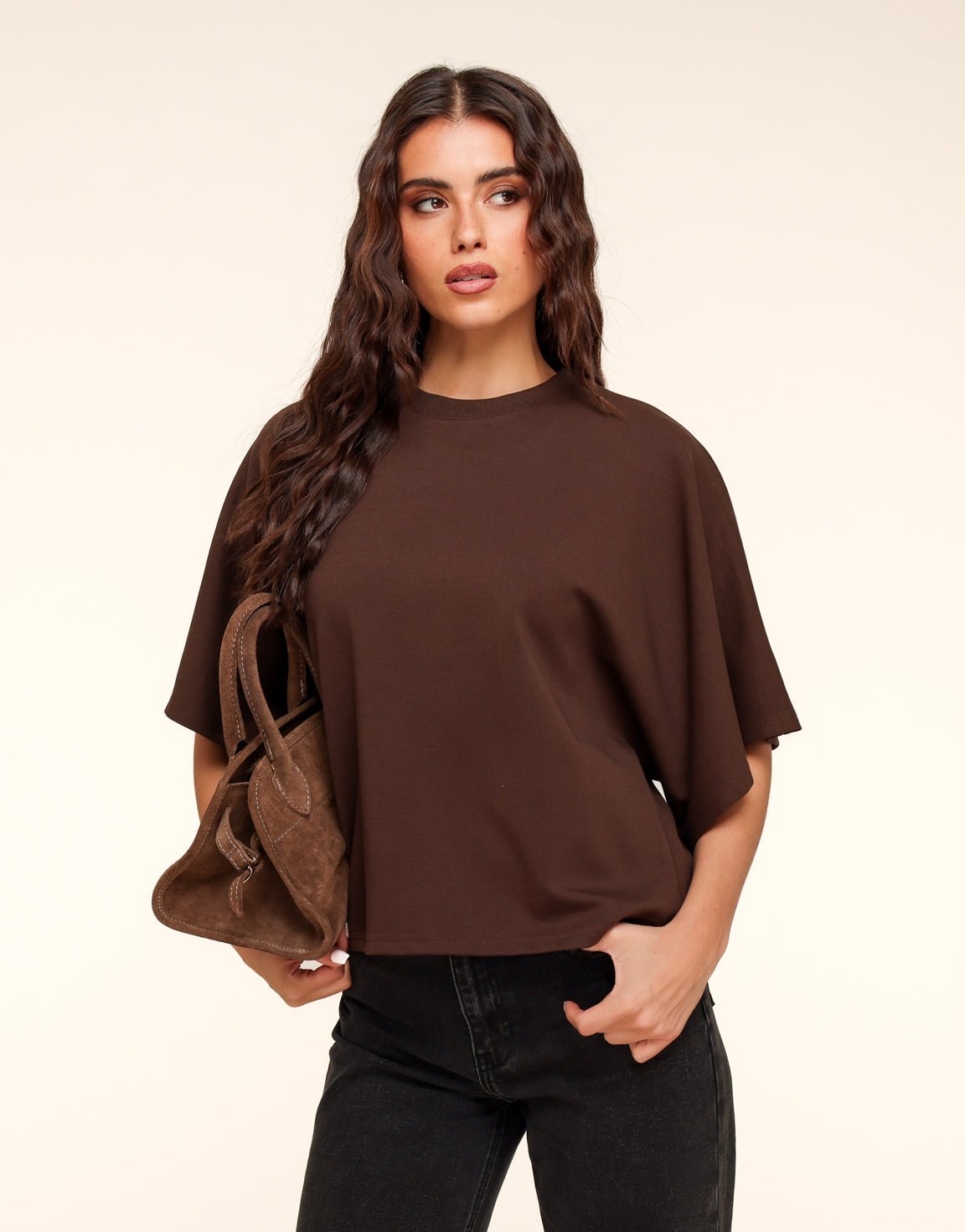 Donkerbruine Oversized SS - T-shirt - Olivia & Kate