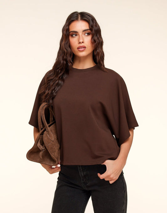 Donkerbruine Oversized SS - T-shirt - Olivia & Kate