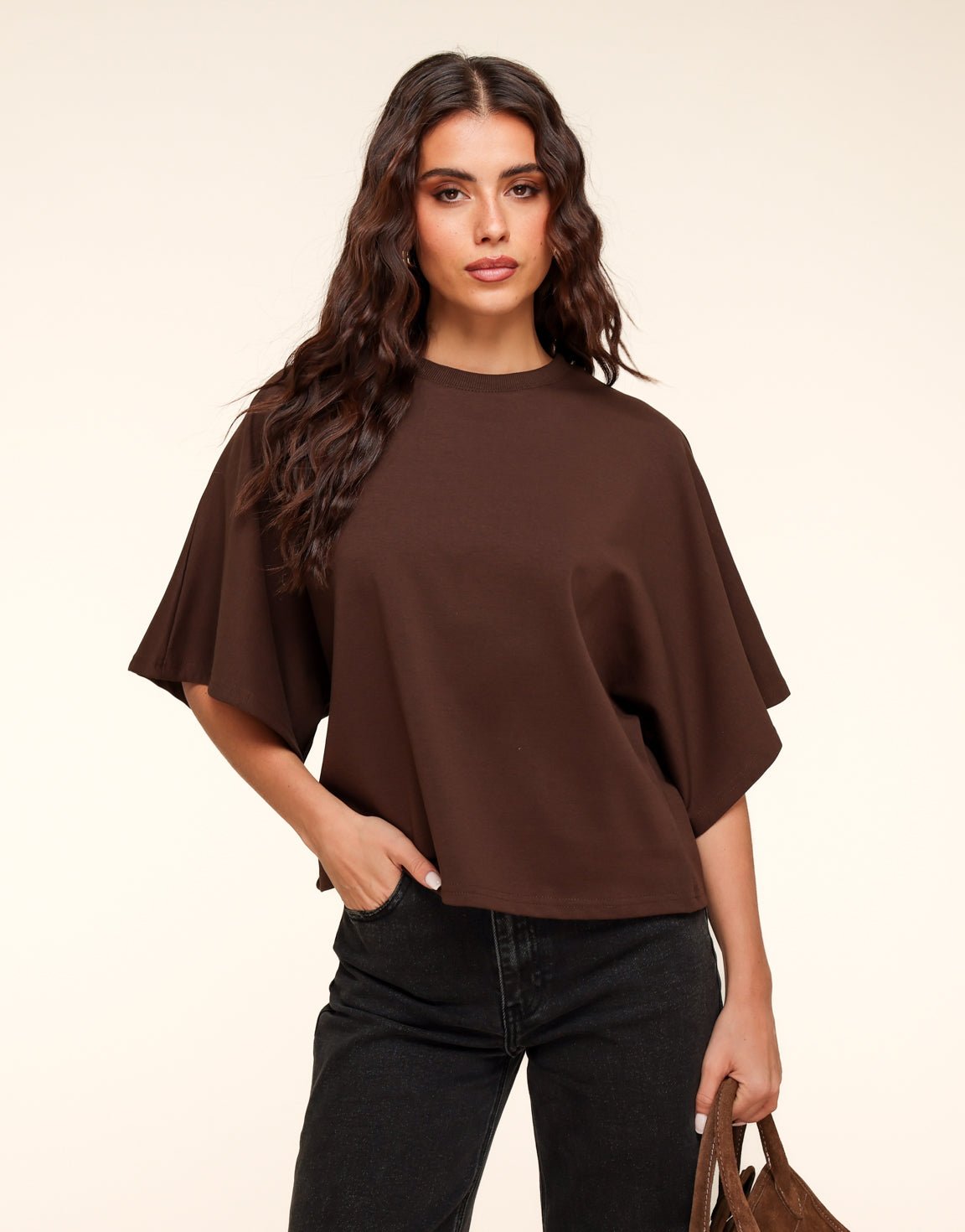 Donkerbruine Oversized SS - T-shirt - Olivia & Kate