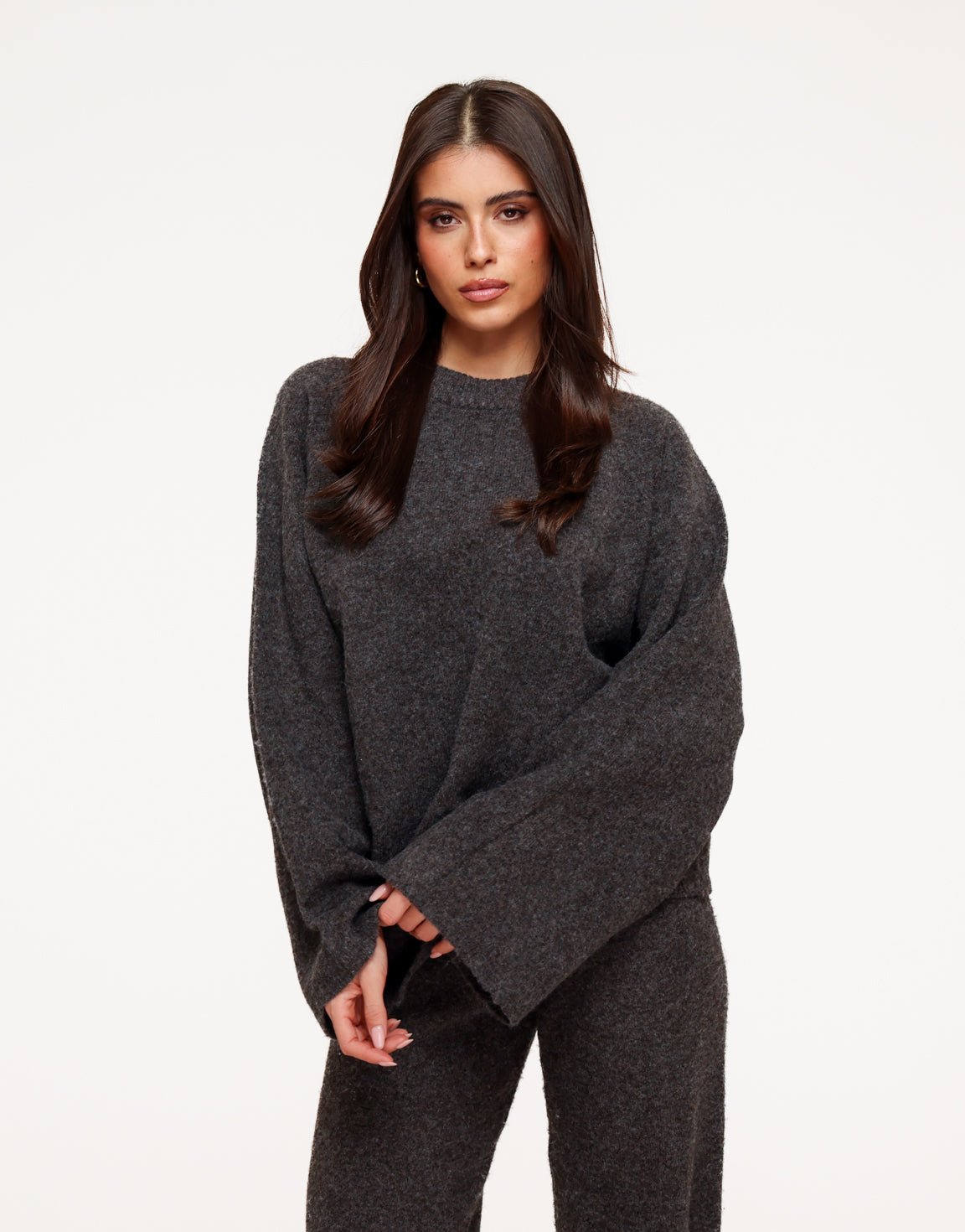 Donkerbruine Premium Gebreide LS - Trui - Olivia & Kate