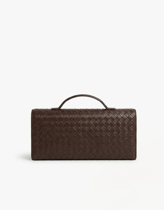 Donkerbruine PU Gouden Detail Clutch - Tas - Olivia & Kate