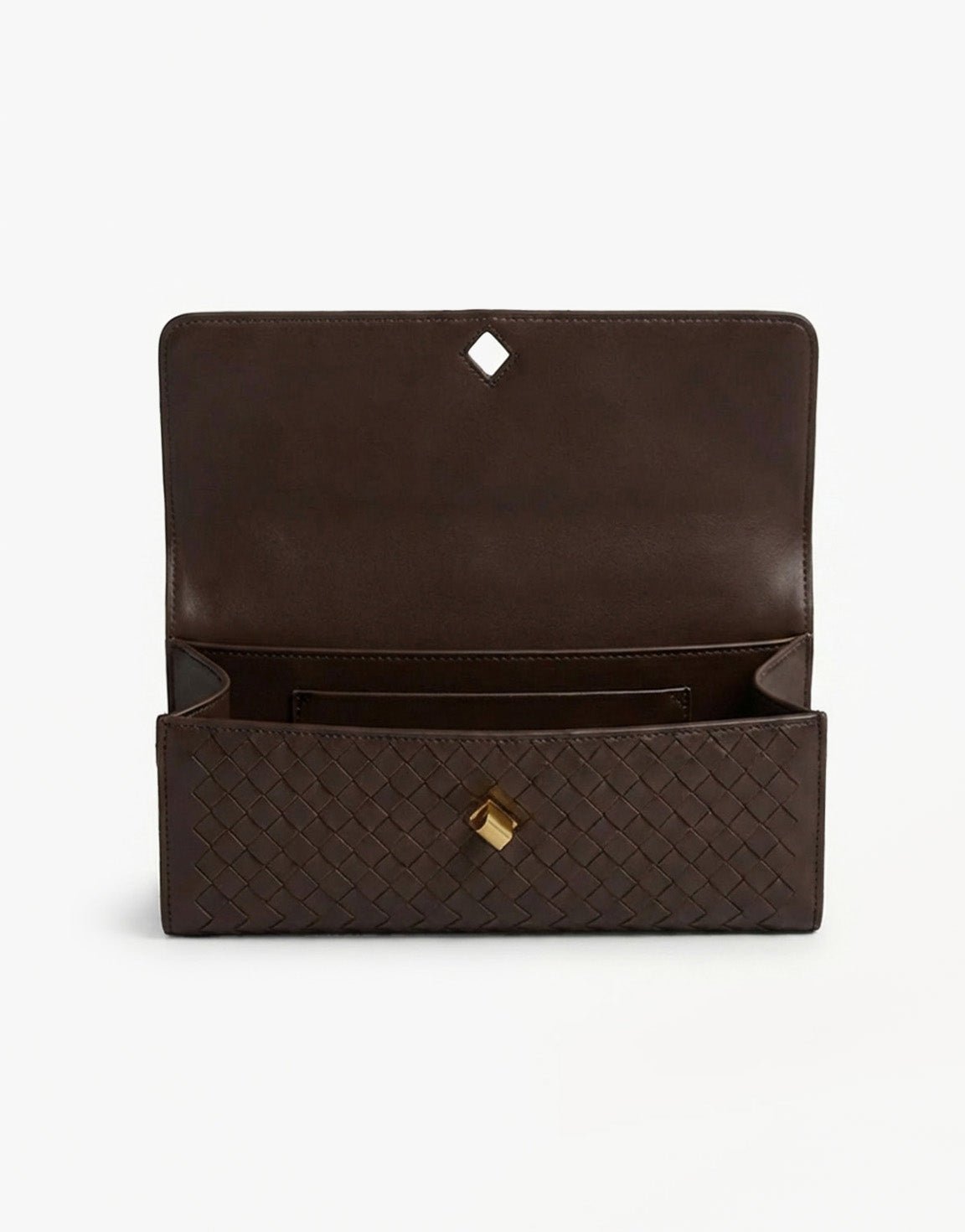Donkerbruine PU Gouden Detail Clutch - Tas - Olivia & Kate