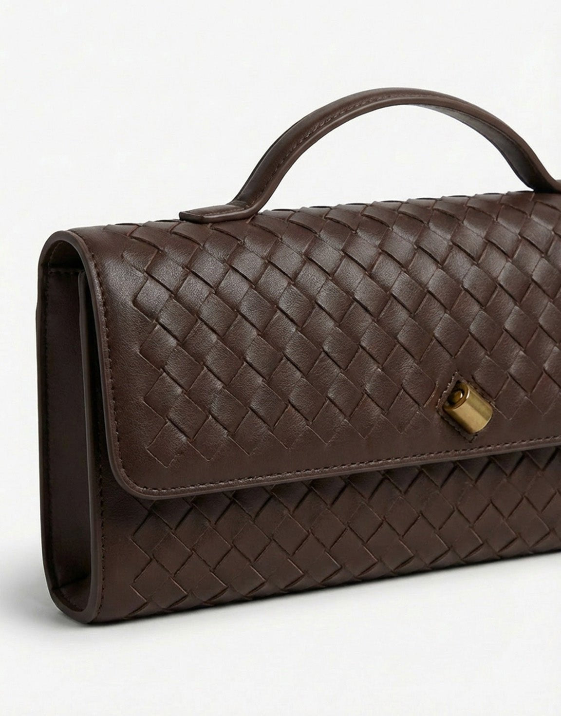 Dark Brown PU Gold Detail Clutch - Bag - Olivia & Kate