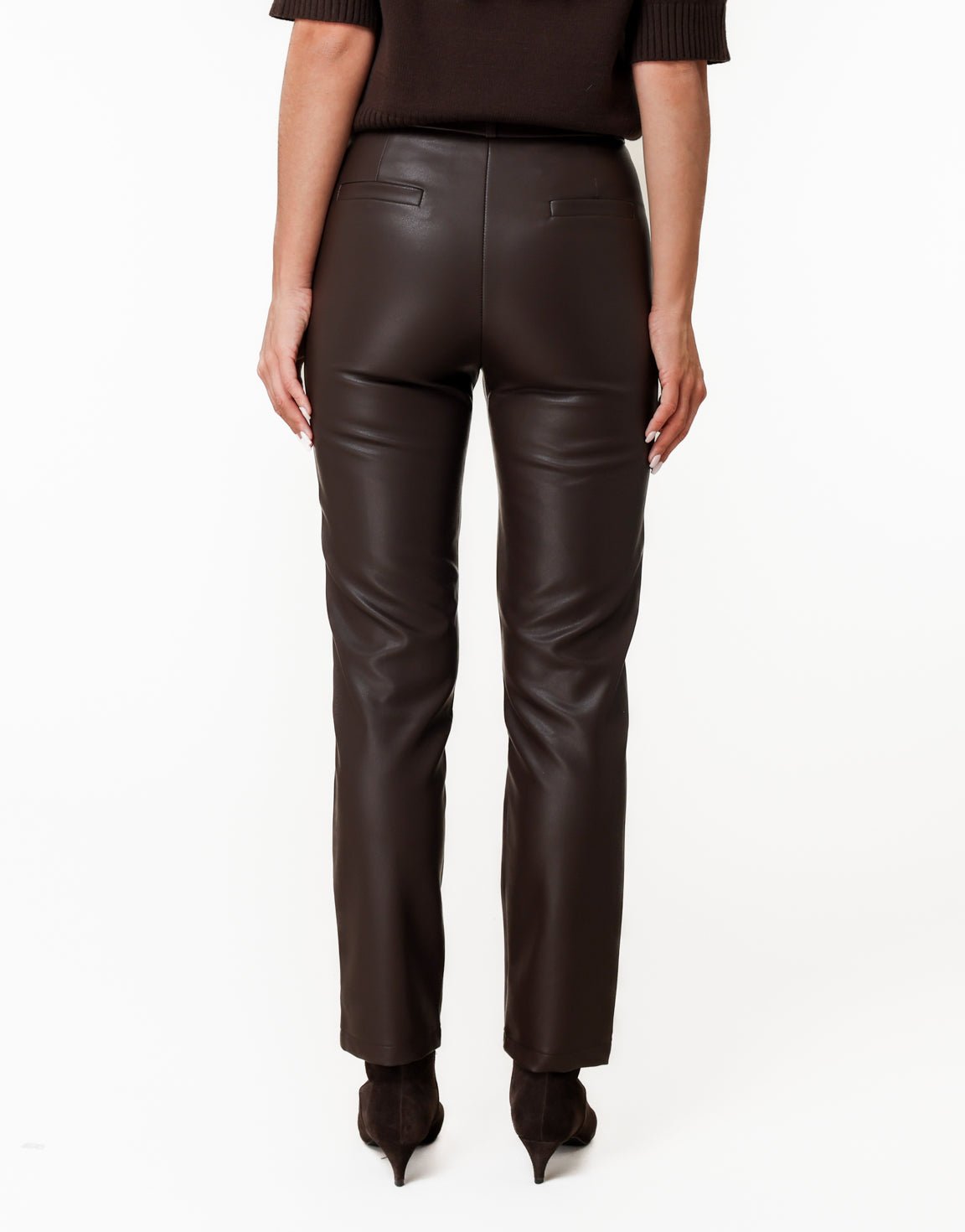 Donkerbruine PU Leren - Broek - Olivia & Kate