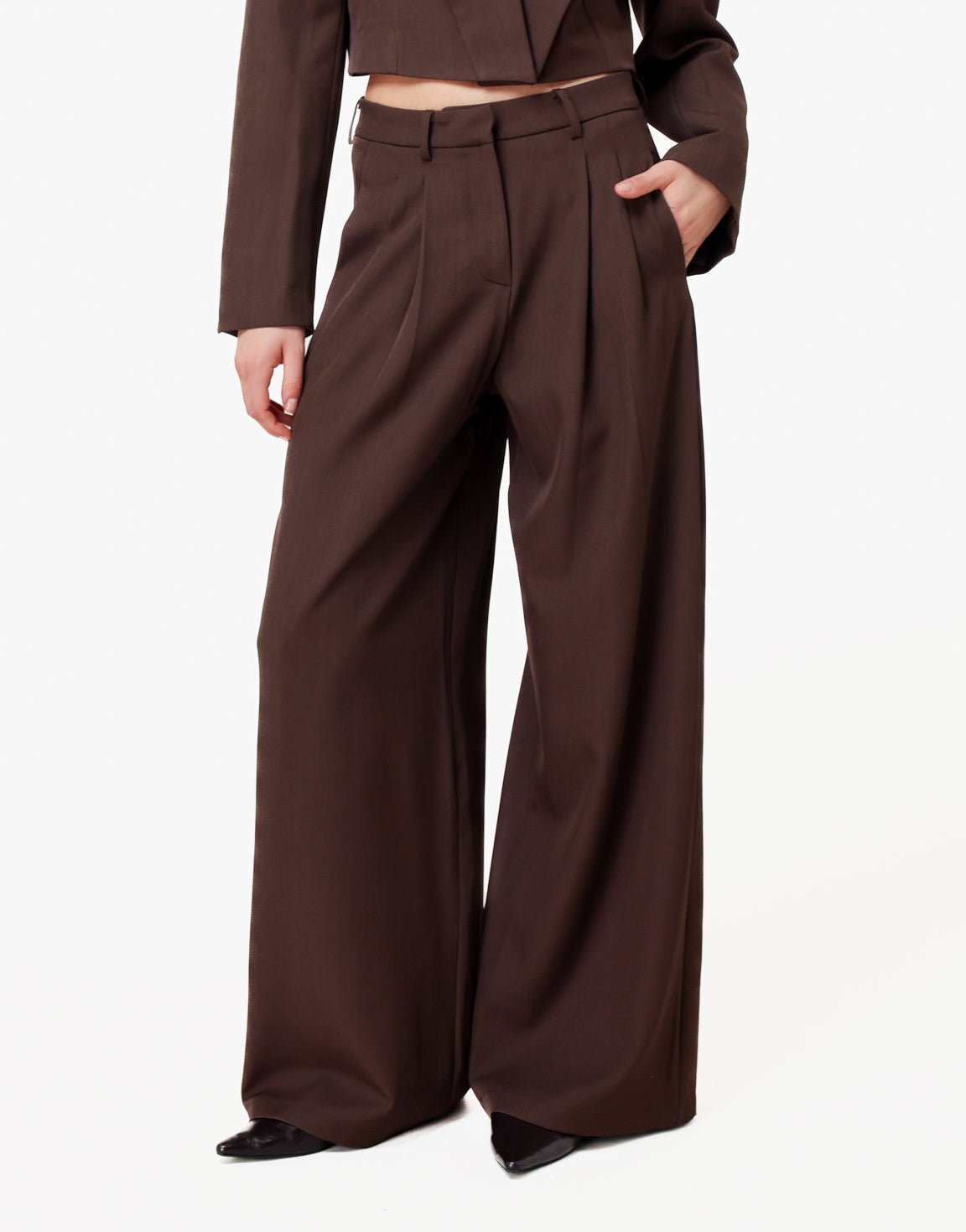 Donkerbruine Schouderpads Cropped Mid Waisted - Set - Olivia & Kate