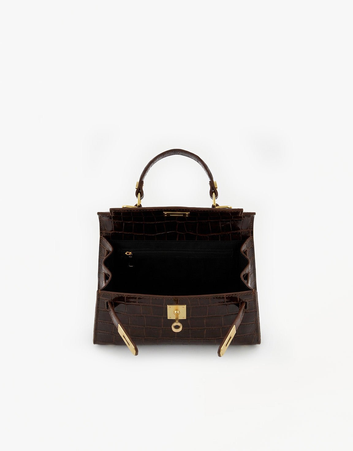 Donkerbruine Slangen Leren Gouden Detail - Tas - Olivia & Kate