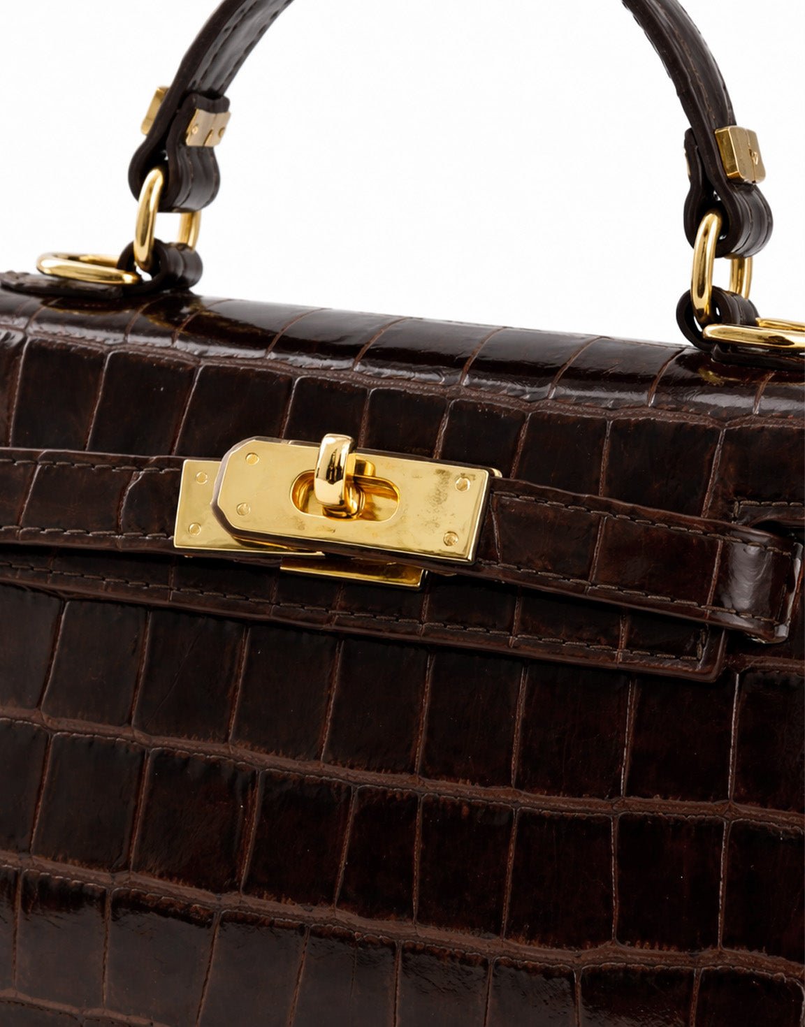 Donkerbruine Slangen Leren Gouden Detail - Tas - Olivia & Kate