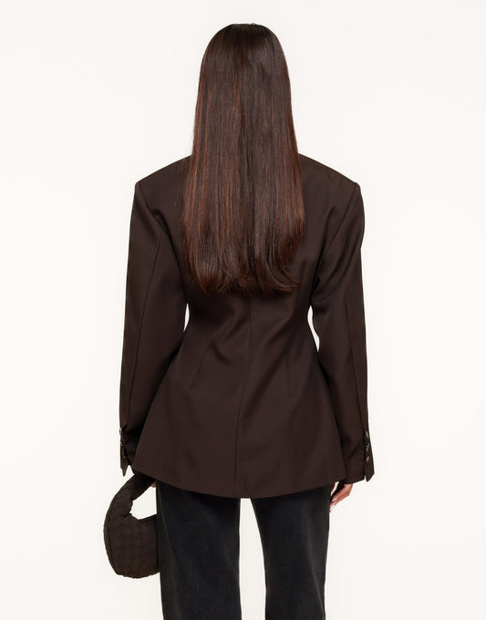 Donkerbruine Stevige Classic Detail - Blazer - Olivia & Kate